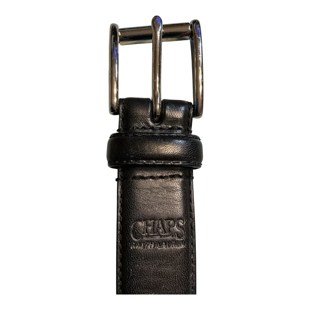 Chaps Ralph Lauren Black Smooth Italian Leather Dress Belt Sz 34/36